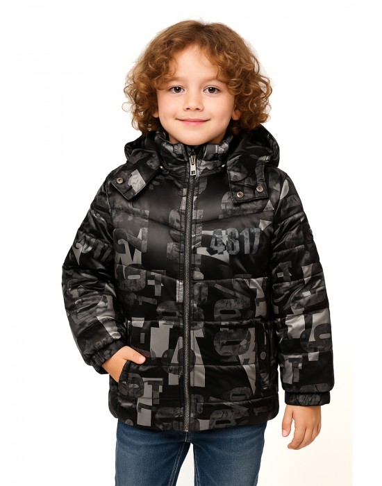 Printed Boys Jacket Printed Metallic Black Jacket 